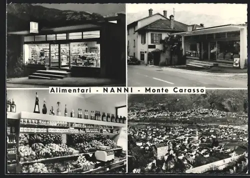 AK Monte Carasso, Alimentari Nanni, Lebensmittelgeschäft und Panoramaansicht