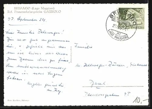 AK Brissago, Lago Maggiore, Ref. Frauenerholungsheim Gabbiolo