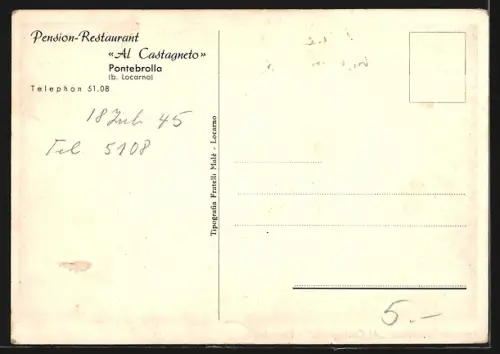 AK Pontebrolla b. Locarno, Pension-Restaurant Al Castagneto