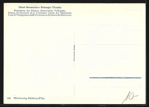 AK Brissago /Tessin, Ferienheim des. Schweiz. Eisenbahner Verbandes