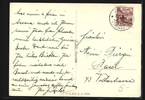 AK Ascona, Blick zum Meer