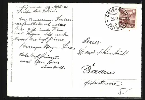 AK Cademario, Kurhaus Cademario