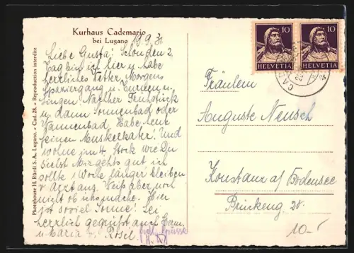 AK Cademario bei Lugano, Kurhaus Cademario