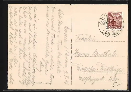 AK Ascona, Kurhaus Collinetta aus der Vogelschau