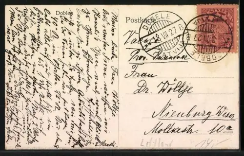 AK Doblen, Flusspartie mit Brücke