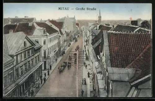 AK Mitau, Grosse Strasse aus der Vogelschau