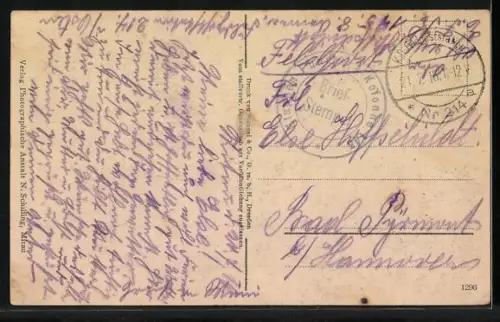 AK Mitau, Schlossstrasse mit Pferdewagen