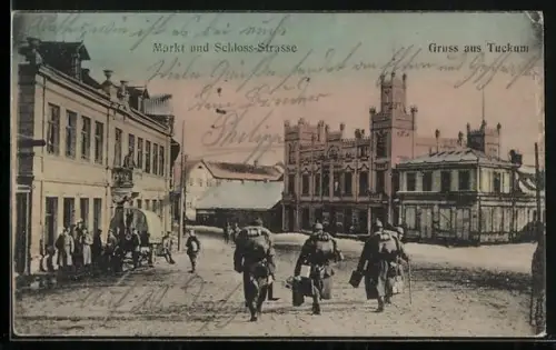 AK Tuckum, Markt und Schloss-Strasse