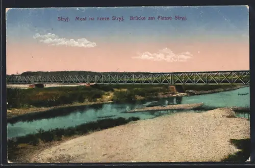 AK Stryj, Most na rzece, Brücke am Fluss