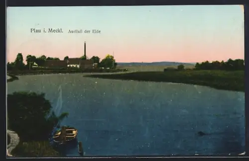 AK Plau i. Meckl., Ausfluss der Elde