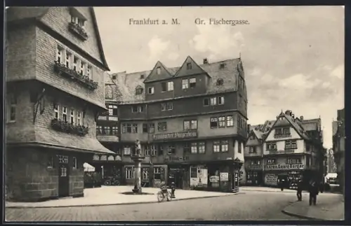 AK Alt-Frankfurt, Gr. Fischergasse, historische Fachwerkhäuser