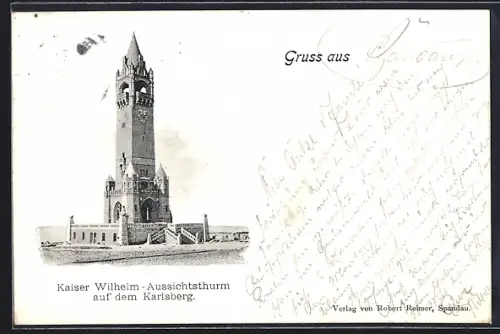 AK Berlin-Spandau, Kaiser Wilhelm-Aussichtsturm auf dem Karlsberg