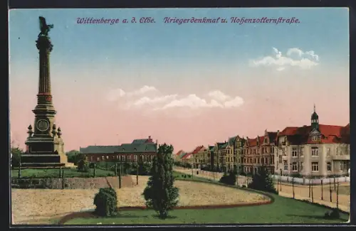 AK Wittenberge a. d. Elbe, Kriegerdenkmal, Hohenzollernstrasse