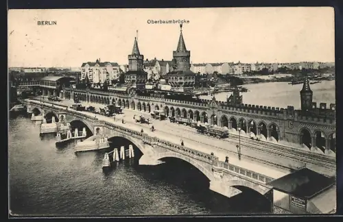 AK Berlin-Friedrichshain, Oberbaumbrücke