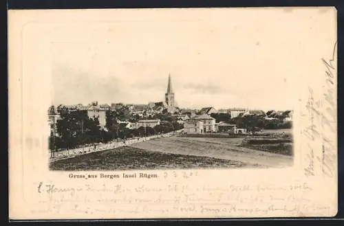 AK Bergen /Rügen, Stadtansicht mit Kirche