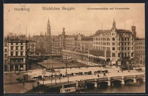 AK Hamburg, Reesendammbrücke, Alsterarcaden