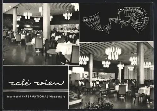 AK Magdeburg, Café Wien, Interhotel International, Innenansicht