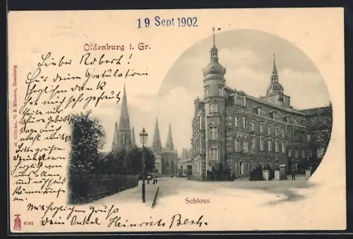 AK Oldenburg i. Gr., Schloss mit Strassenpartie