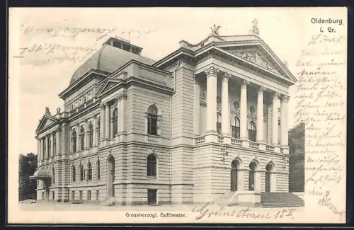 AK Oldenburg i. Gr., Partie am grossherzogl. Hoftheater