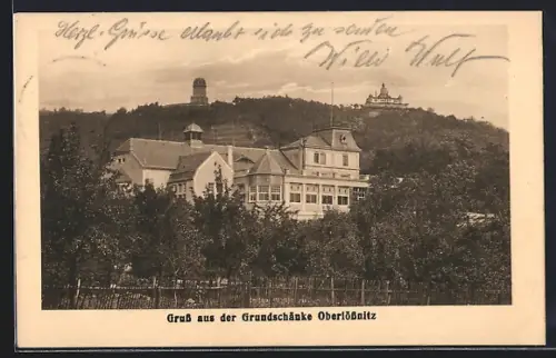 AK Oberlössnitz, Gasthaus zur Grundschänke