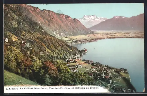 AK Territet-Veytaux, La Colline, Montfleuri, Panorama et Château de Chillon