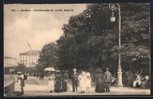 AK Genève, Promenade du Jardin Anglais