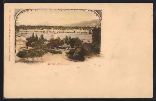 AK Genève, Panorama mit Bäumen