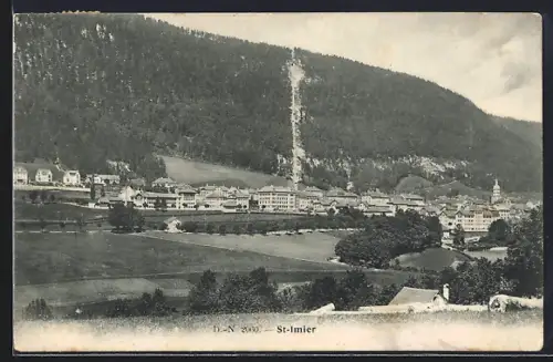 AK St-Imier, Panorama mit Bäumen