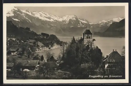 AK Ringgenberg am Brienzersee, Teilansicht mit steinernem Turm
