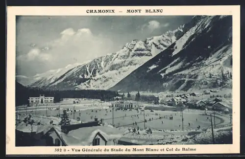 AK Chamonix /Mont Blanc, Vue Générale du Stade du Mont Blanc et Col de Balme