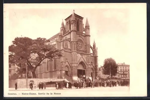 AK Genève, Eglise Notre-Dame, Sortie de la Messe