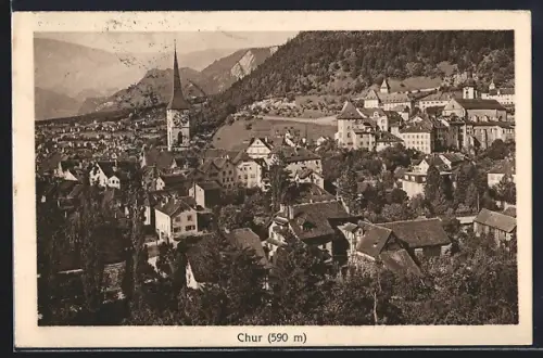 AK Chur, Teilansicht mit Bergen