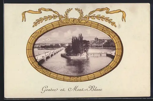 AK Genève, Panorama et Mont-Blanc, Passepartout