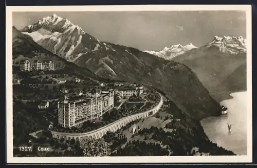Künstler-AK Caux, Panorama mit Hotel