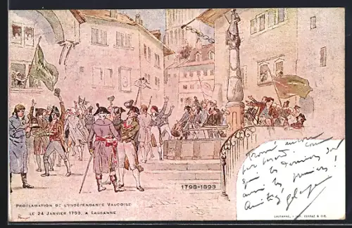AK Lausanne, Proclamation de l`Independence Vaudois, le 24 janvier 1798