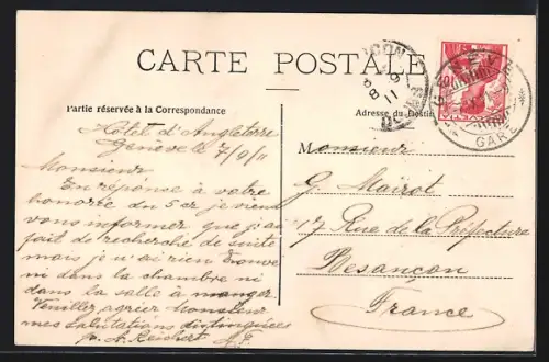 AK Genève, Hôtel d`Angleterre, Quai du Mont-Blanc, Voirons, Môle et Gd Salève