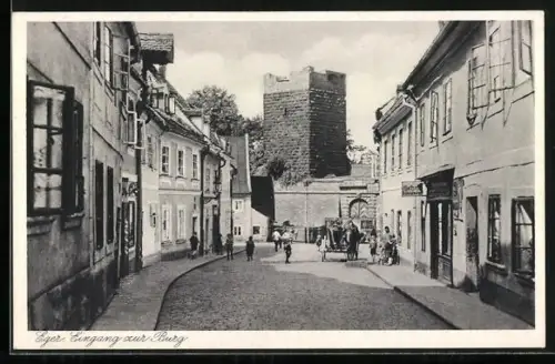 AK Eger, Eingang zur Burg - Strassenpartie