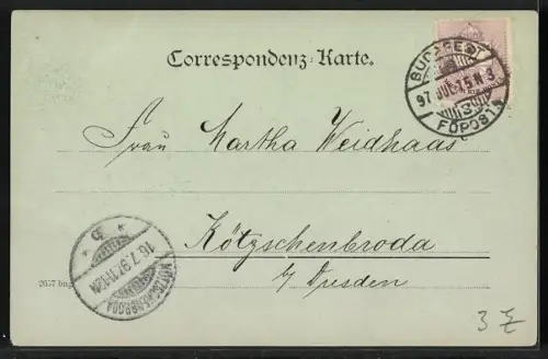 Mondschein-AK Salzburg, Uferpartie mit Festung und Brücke