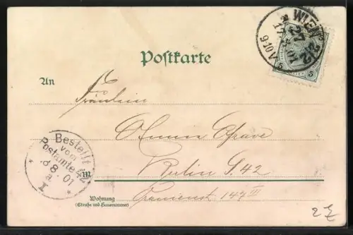 Lithographie Wien, Am Hof, Platz-Ansicht mit Denkmal