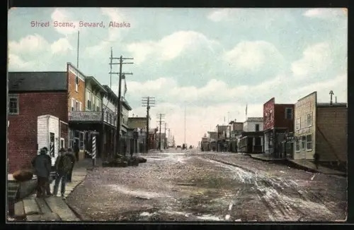 AK Seward, AK, Street Scene, Strassenpartie mit Geschäften