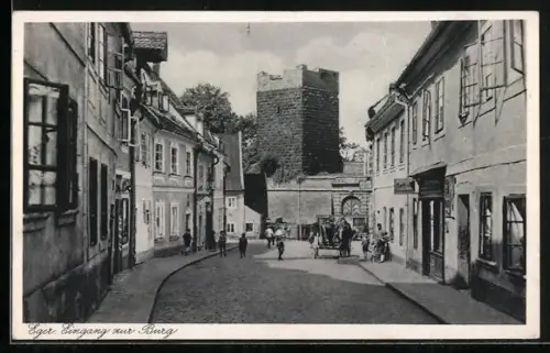 AK Eger, Eingang zur Burg - Strassenpartie