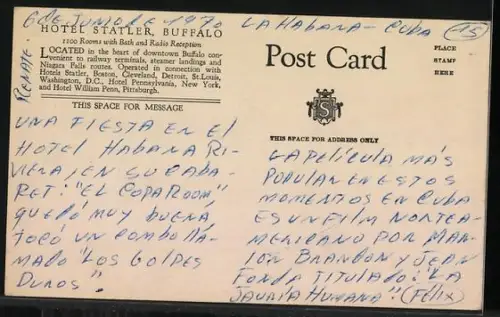 AK Buffalo, NY, Hotel Statler, Delaware Avenue at Niagara Square