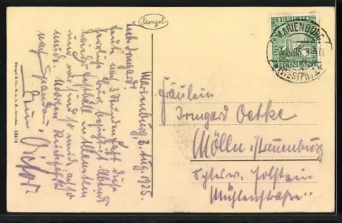 AK Marienburg / Malbork, Die Marienburg mit Schiffsbrücke