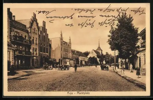 AK Arys, Marktplatz mit Kirche