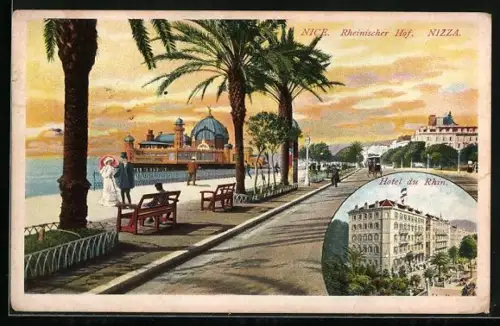 AK Nice, Hotel du Rhein, Panorama