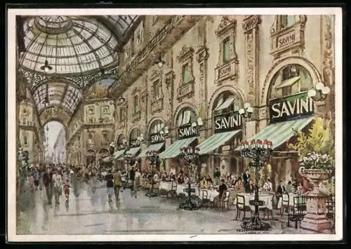 AK Milano, Ristorante-Cafe Savini in der Galleria Vittorio Emanuele