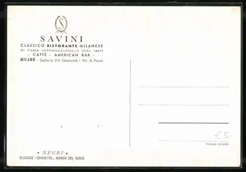 AK Milano, Ristorante-Cafe Savini in der Galleria Vittorio Emanuele