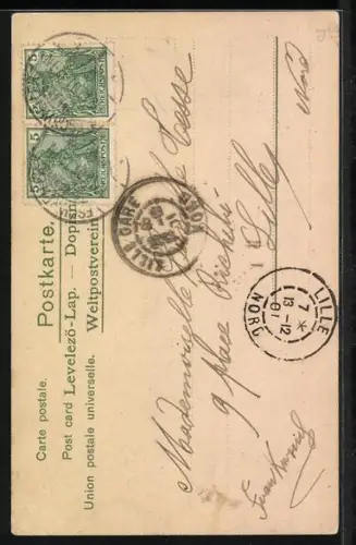 Lithographie Seeidyll bei Nacht, Jugendstil