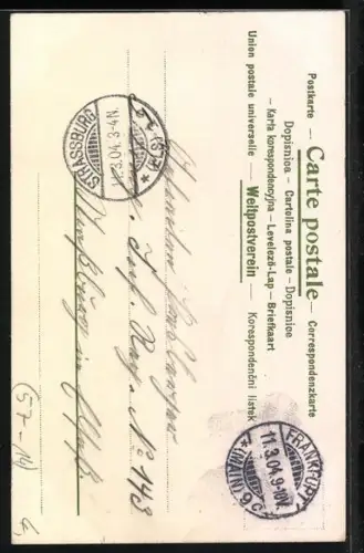 Lithographie Junge Frau in Kleid mit Puffärmeln, Veilchen-Korb, Jugendstil