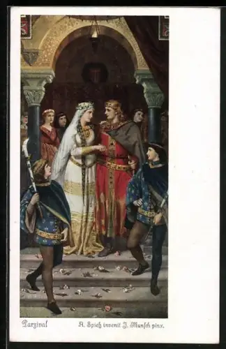 Künstler-AK A. Spiess: Parzival mit Braut